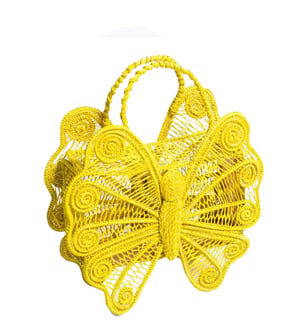 Butterfly Handwoven Iraca Purse - Yellow