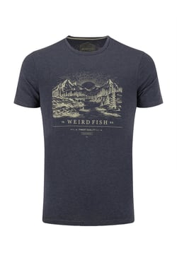 Weird Fish Sunrise Front Print Graphic T-Shirt Navy Size XL