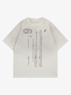 Distressed Digital Print T-shirt - Apricot / 2XL