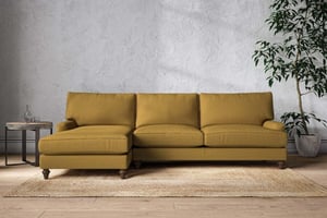 nkuku Marri Left Hand Chaise Sofa | Make To Order | Grand | Recycled Cotton Ochre