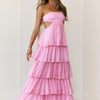 Luxe Mode Strapless Maxi Dress Pink