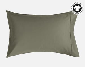 QE Home 300TC Organic Cotton Pillowcases in Alligator Green (Set of 2), GOTS Certified, King
