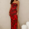 Peach Fling Mesh Maxi Dress Red