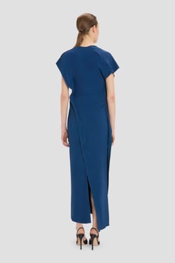 Victoria Beckham Midi Dress In Dark Ocean - 16 - Womens