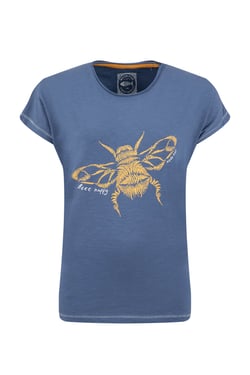Weird Fish Fern Bee Front Print Graphic T-Shirt Faded Blue Size 22