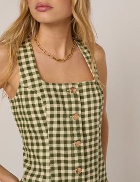 Green Gingham Harvey Fitted Mini Dress