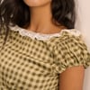 Green Gingham Puff Sleeve Dione Top