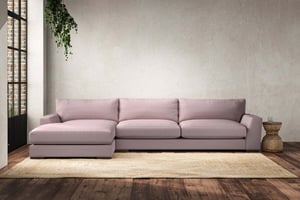 nkuku Guddu Left Hand Chaise Sofa | Make To Order | Grand | Recycled Cotton Lavender