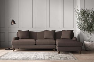 nkuku Deni Large Right Hand Chaise Sofa | Make To Order | Recycled Cotton Mocha | No Colour