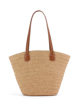 Flat Strap Trapezoid Tote - Light Brown / One-Size