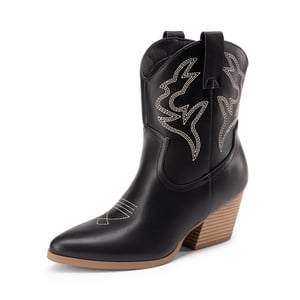 DREAM PAIRS Women   s Vegan Leather Cowgirl Ankle Boots