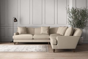 nkuku Deni Large Corner Sofa | Make To Order | Recycled Cotton Stone | No Colour