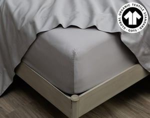 QE Home 300TC Organic Cotton Fitted Sheet in Sleet, GOTS Certified, Grey, Twin XL
