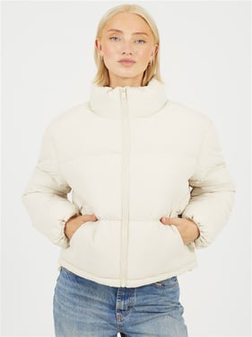 Brave Soul Padded Puffer Coat - Cream - 8