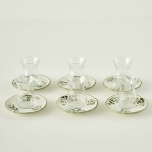 Julia Tea Glass Set with Saucers (6-Piece)