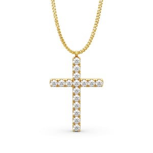 Jeulia Cross Design Round Cut Sterling Silver Men's Necklace