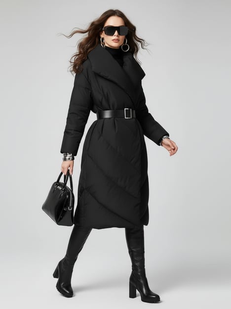 Black Down Coat For Women, SoHo, BYMANYC New York.