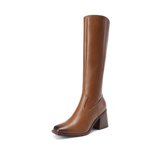 DREAM PAIRS Women   s Sleek Knee High Chunky Heel Boots