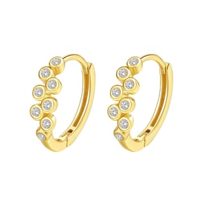 Sprinkle Huggie Hoop Earrings Sterling Silver Gold