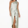 Make Her Move Satin Midi Dress Sage