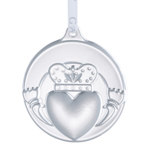 Galway Crystal Claddagh Embossed Flat Hanging Ornament