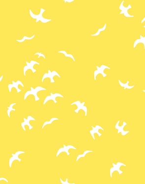 Gulls' Wallpaper by Tea Collection - Daffodil - Traditional / 27 in. x 27 ft.