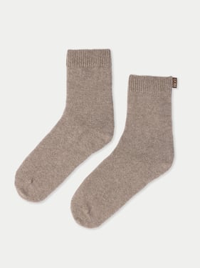 Organic Color Cashmere Unisex Jersey Knit Bed Socks - 43-45 / taupe / AK96-57