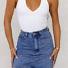 BASE The Only Ribbed Halter Crop Top White