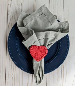 Heart Handwoven Iraca Napkin Ring - Red