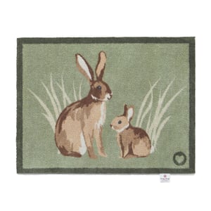 Rabbit 1 Green Washable Doormat - 65x85cm