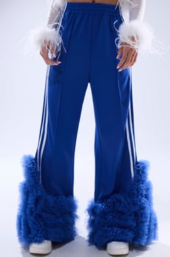 AKIRA Modern Jam Track Pants With Tulle | Royal Blue | Size Large