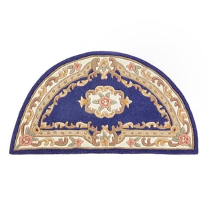 Shensi Aubusson Rug in Navy Blue - 67x127cm - Half Moon
