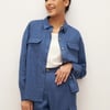 100% Linen Flap-Patch Buttoned Closure Shirt Jacket JANE - Nautical Blue / S
