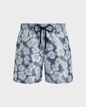 Vilebrequin - Men Silk Swim Shorts Ronde Des Tortues - Vilebrequin X Maison Bucol - Swimwear - Moopea - Blue - Size XXXL