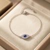 Minimalist Elegant Evil Eye Sterling Silver Bracelet