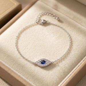 Minimalist Elegant Evil Eye Sterling Silver Bracelet
