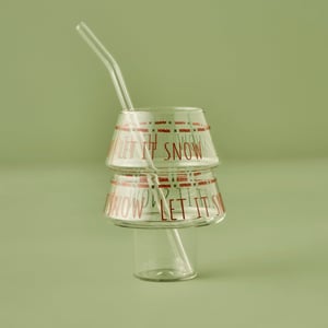 Jolly Let It Snow Glass Tumbler with Straw