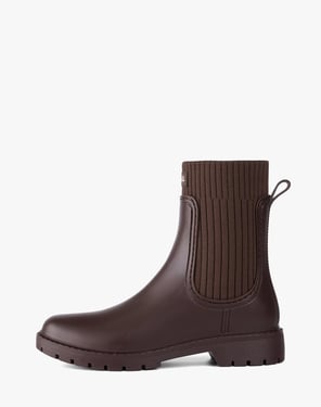 Women's Waterproof Mid-Calf PVC Boots with Ribbed Panels