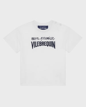 Vilebrequin - Baby Organic Cotton T-shirt Embossed Logo - Tee Shirt - Bisous - White - Size 12M