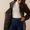 Chocolate Brown Tartan Trim Trench Coat