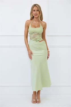 Radiate Positivity Halter Lace Maxi Dress Sage