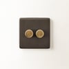 Two gang 2 way Florence dimmer switch in bronze