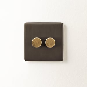 Two gang 2 way Florence dimmer switch in bronze