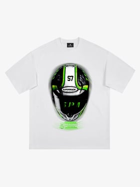 Motorcycle Helmet Graphic T-Shirt - White / 2XL