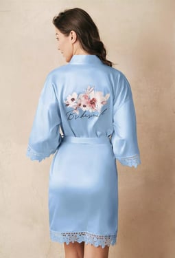 AW Short Satin Print Robe
