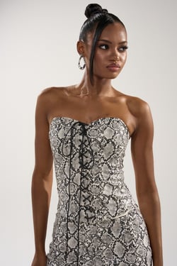 AKIRA Sneaky Little Snake Corset Top | Black | Size 1X
