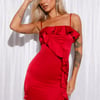 Bright Bling Satin Mini Dress Red