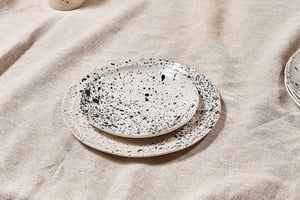 nkuku Ama Splatter Plate | Tableware | One Size | Off White & Black