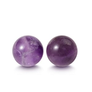 Jeulia "Symbol of Serenity" Round Natural Amethyst Stud Earrings