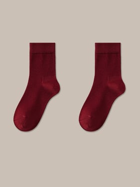 Wool Blend Warm Thick Knit Socks - Ruby / One Size